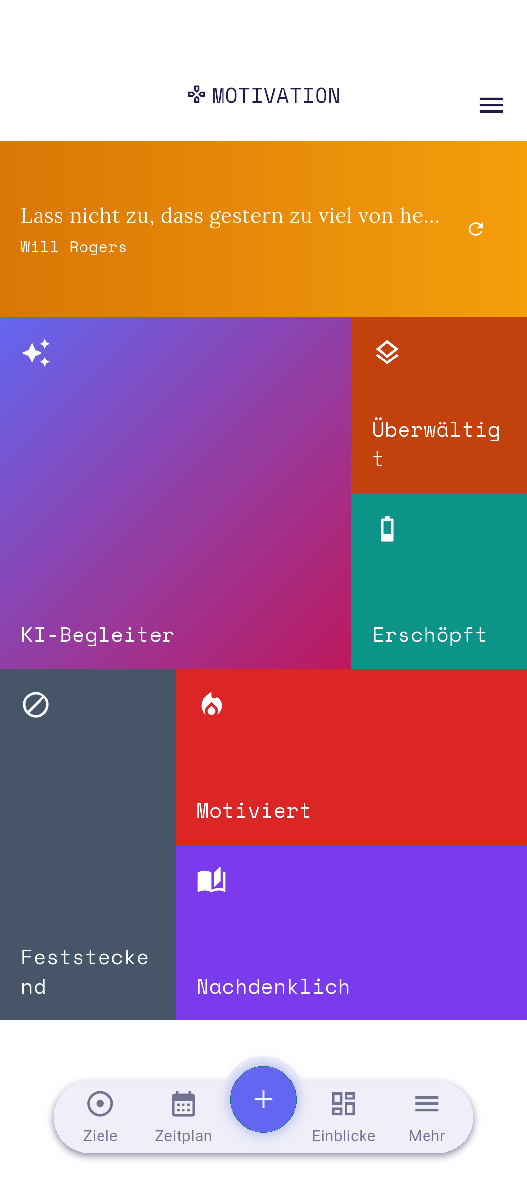 Motivations-Gefühlskacheln