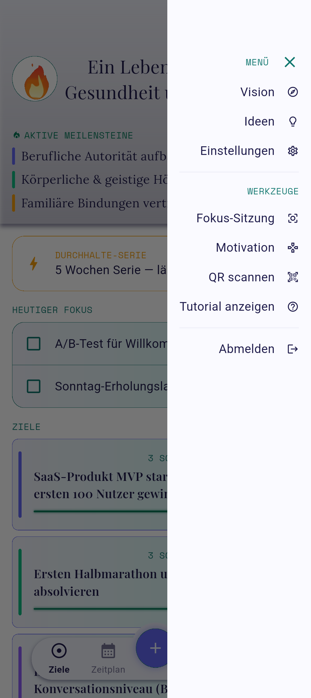Seitenleiste mit der Wiedergabe-Schaltfläche