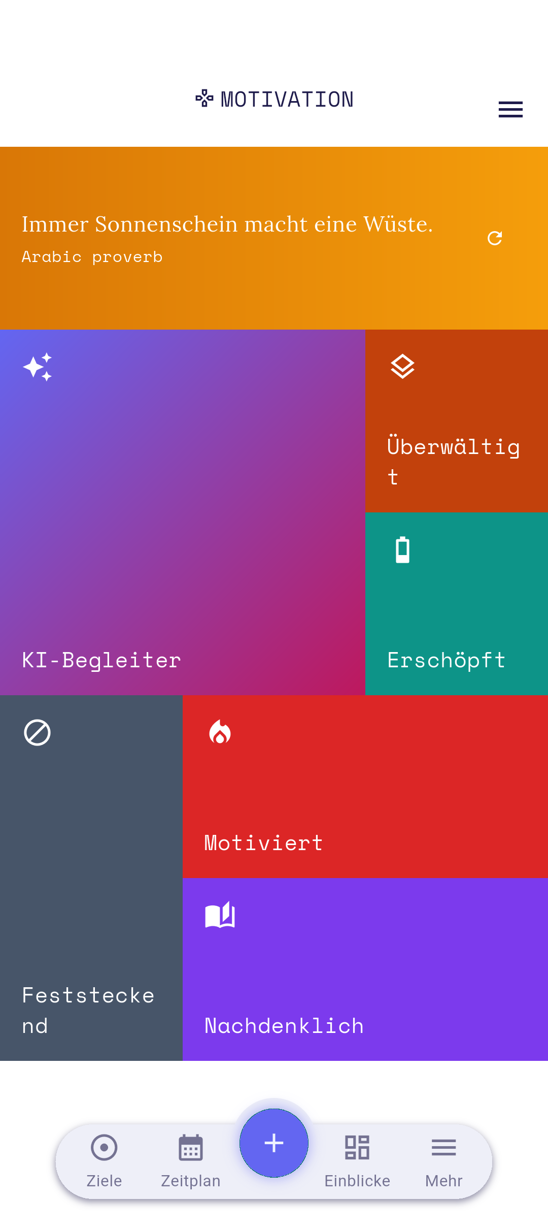 Motivations-Gefühlskacheln