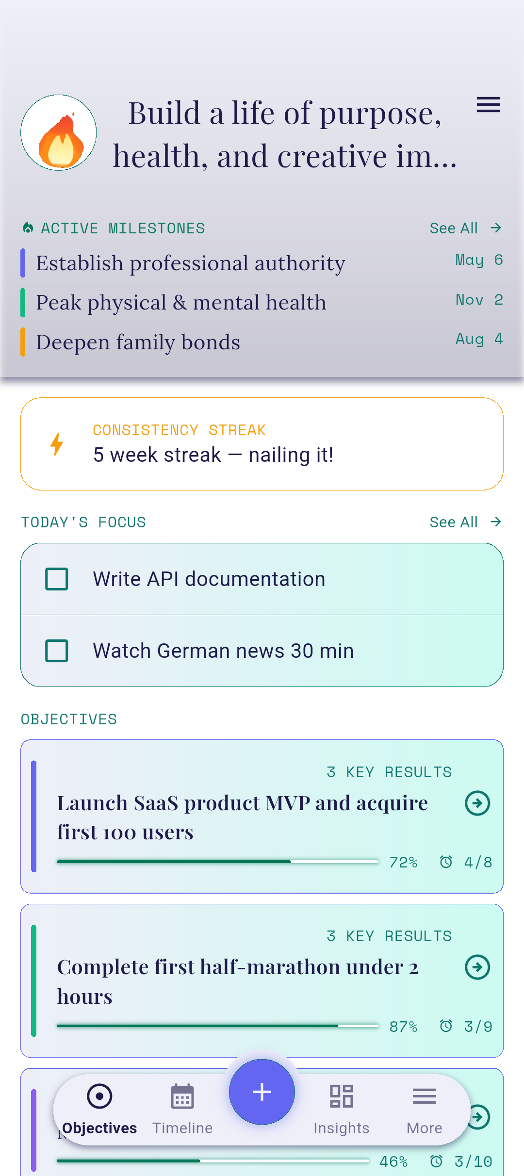 Floating + button on the bottom nav