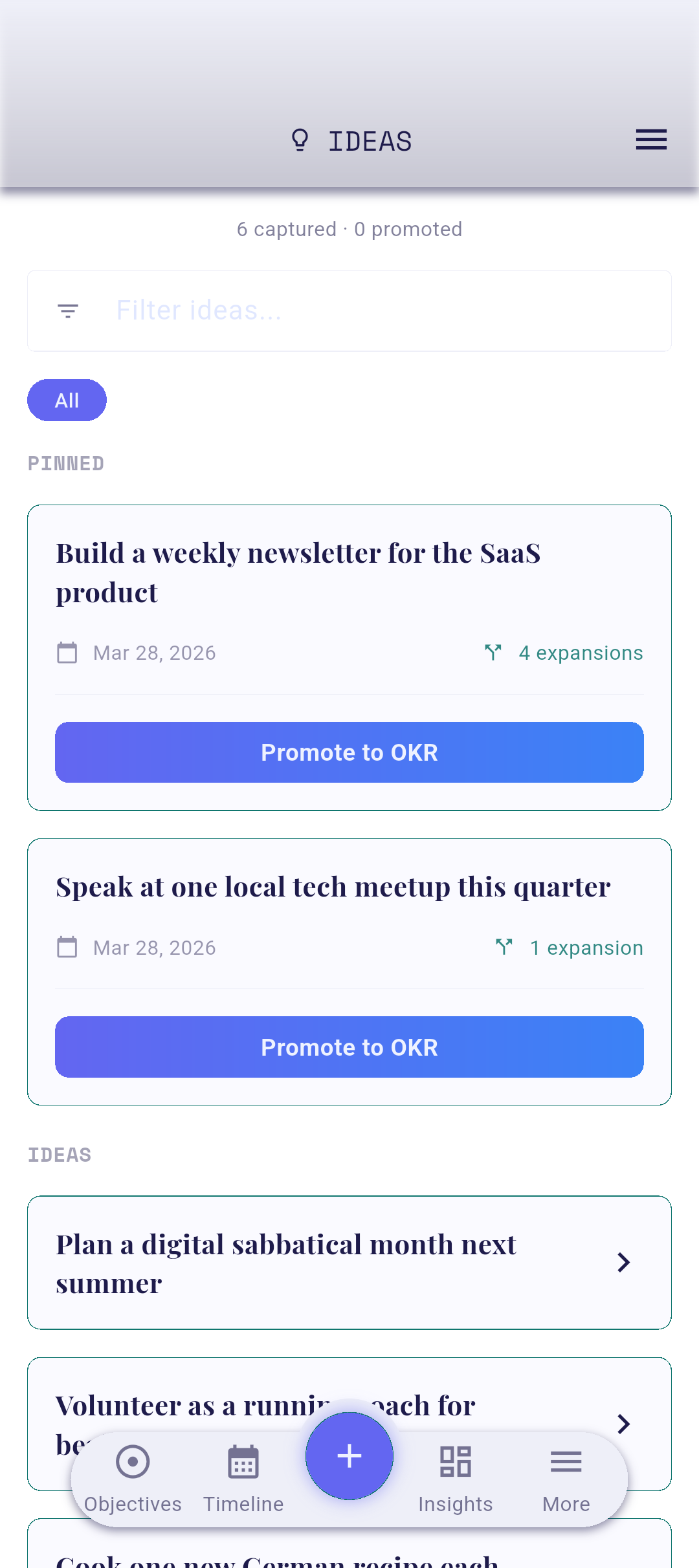 Idea saved with structured content