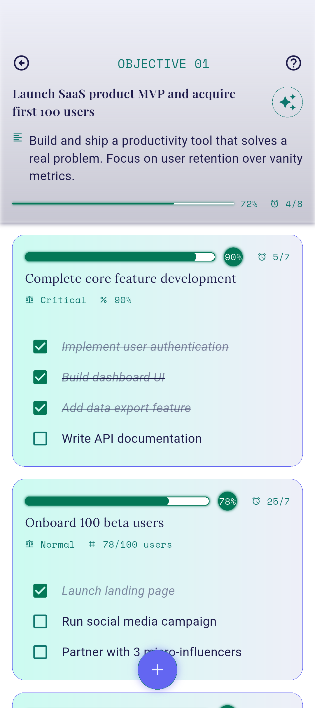 Key Results screen open