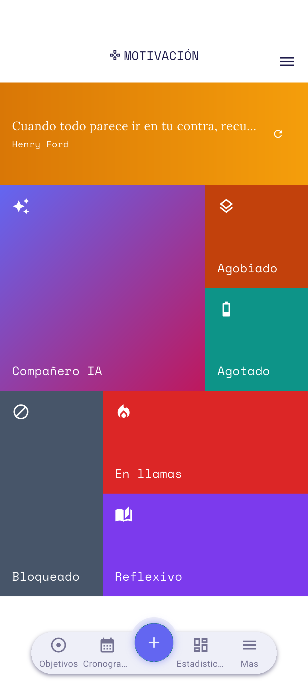Mosaico Memos en la pantalla de Motivación