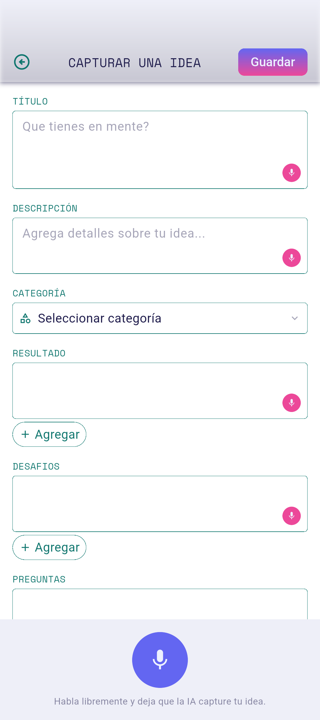 Editor de ideas con el micrófono tocado