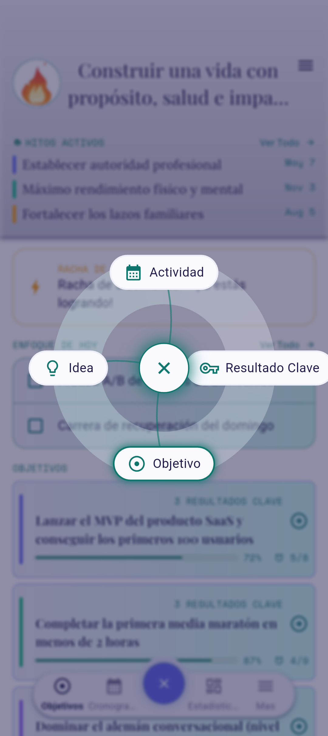 Dial QuickPlus con Actividad resaltado