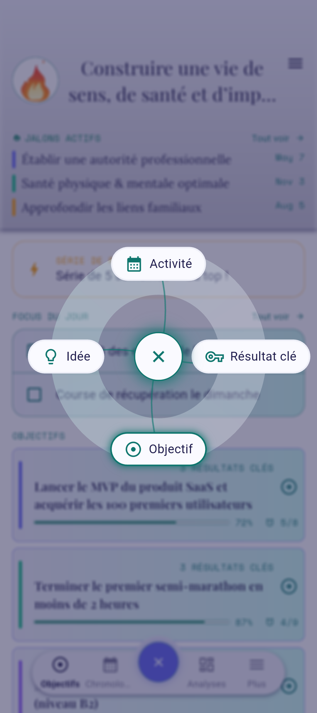 Cadran QuickPlus avec Activité mis en évidence